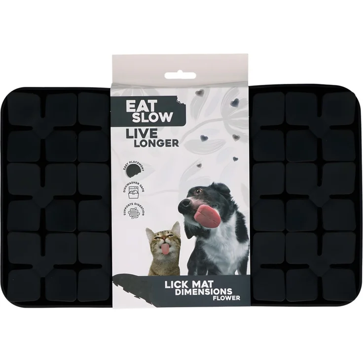 Eat Slow Live Longer Leckmatte Flower anthrazit, Maße: 21 x 34 cm – Bild 1
