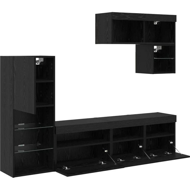 vidaXL TV-Wandgeräte 6 pcs Schwarz Eichen-Optik Holzwerkstoff 3402976 – Bild 10