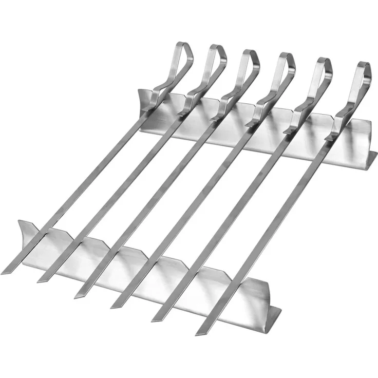 LANDMANN Schaschlik-Set 6er Edelstahl – flache Grillspieße ca. 42×15×3 cm für Fleisch und Gemüse hitzebeständig und sicher beim Wenden