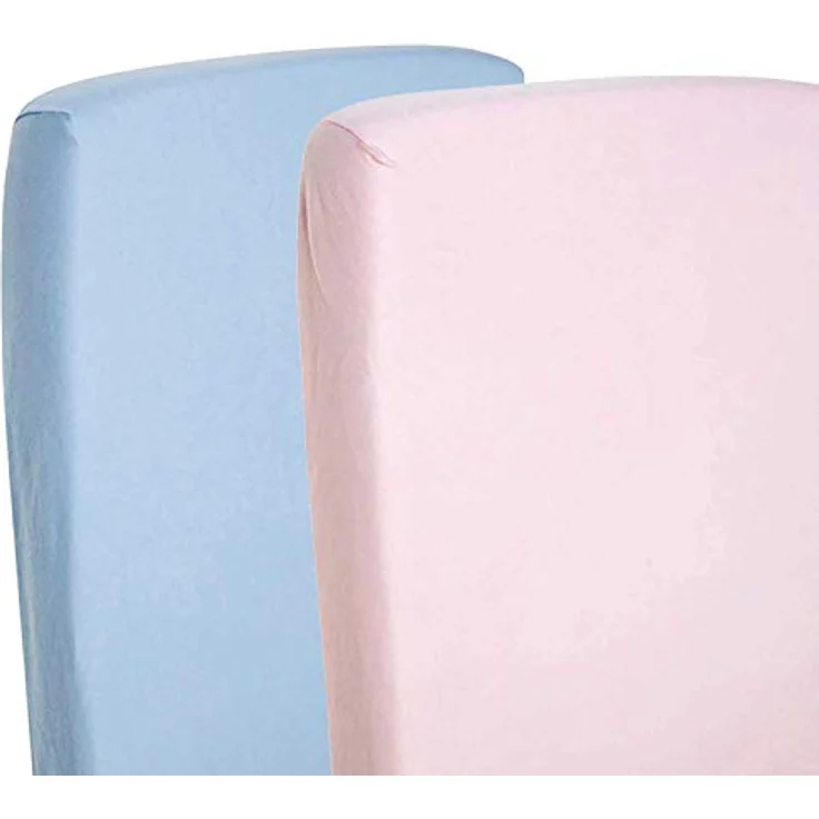 DuDu N Girlie für Kinderbett, Baumwolle Jersey Spannbettlaken Blatt, blau/pink, 2 Stück – Bild 2