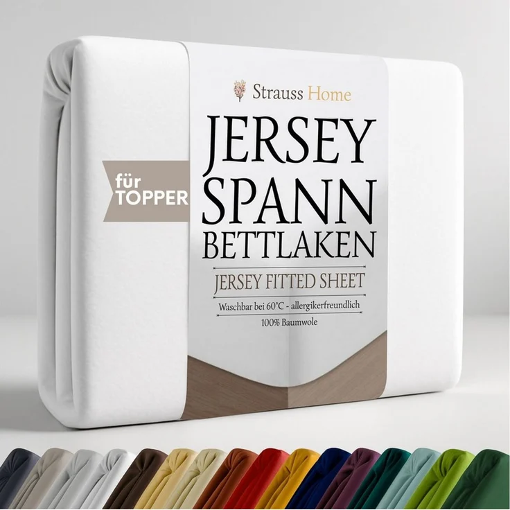 Strauss Home Spannbettlaken Premium Topper Spannbettlaken 150GSM für Matratzen-Topper 10cm Höhe, Gummizug: Rundumgummi, für Topper mit einer Höhe von 10cm, OEKO-TEX zertifiziert – Bild 5