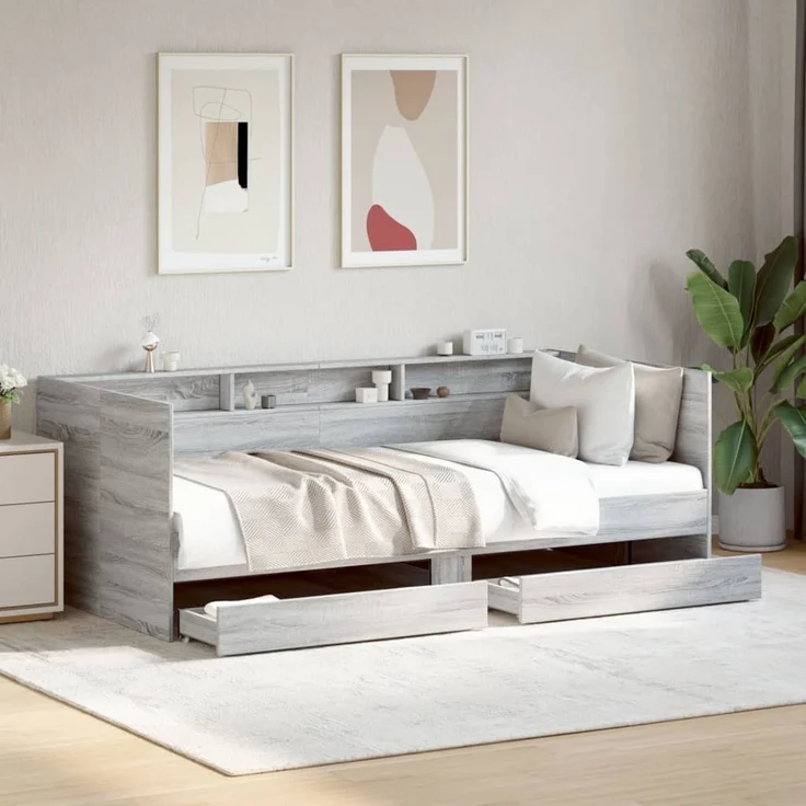 vidaXL Tagesbett mit Schubladen ohne Matratze Grau Sonoma 75x190 cm 3280865