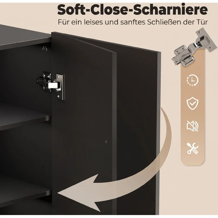 HOMCOM Schuhschrank, Spanplatte, MDF, Schwarz, 72L x 34B x 103H cm – Bild 5