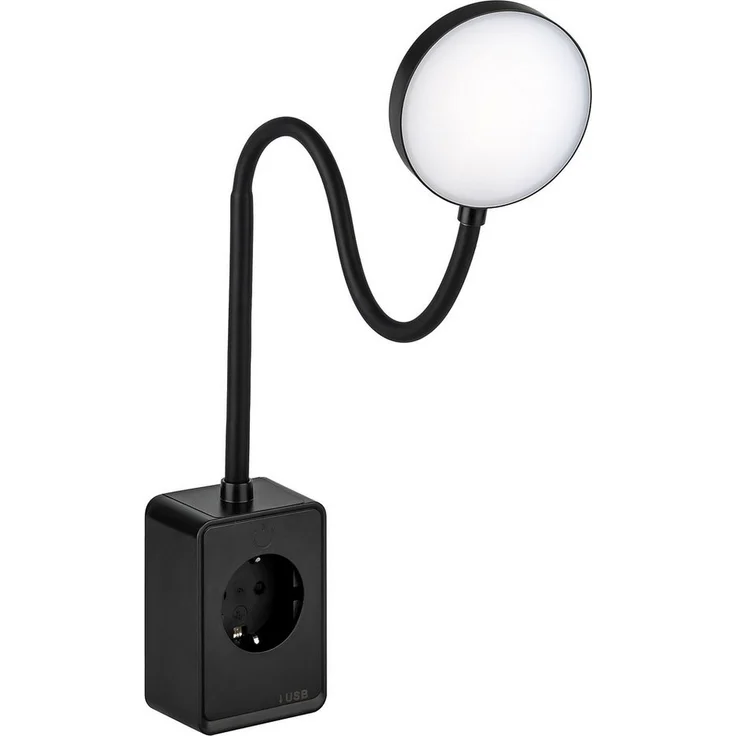 SEBSON LED Steckdosenleuchte LED Steckdosenleuchte dimmbar mit Flexarm, USB, Ein- und Ausschalter, LED integriert, neutralweiß, USB-A Anschluss, USB-C Anschluss, Dimmbar, Ein- und Ausschaltbar – Bild 5