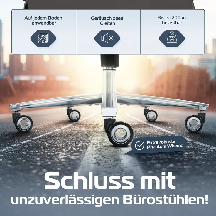 CLOUVOU PowerSeat, ergonomischer Bürostuhl, thermoregulative Materialien, 5D-Armlehnen, 3D-Kopfstütze, PhantomWheels, Anthrazit – Bild 5