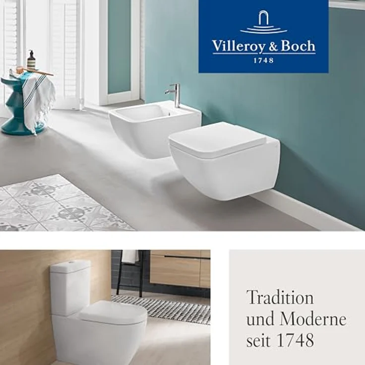 Villeroy & Boch Subway 2.0 WC-Sitz, Toilettendeckel mit komfortabler Breite, abnehmbarer Toilettensitz aus bruchsicherem Duroplast, Klodeckel Original Ersatzteil, oval, Weiß Alpin, glänzend – Bild 9