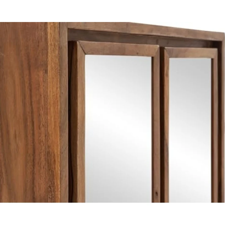 Spiegelschrank Bad massivum Maddox Akazienholz 50x55x20 cm Bad-Hängeschrank mit Spiegel Badezimmerschrank Landhausstil braun – Bild 3