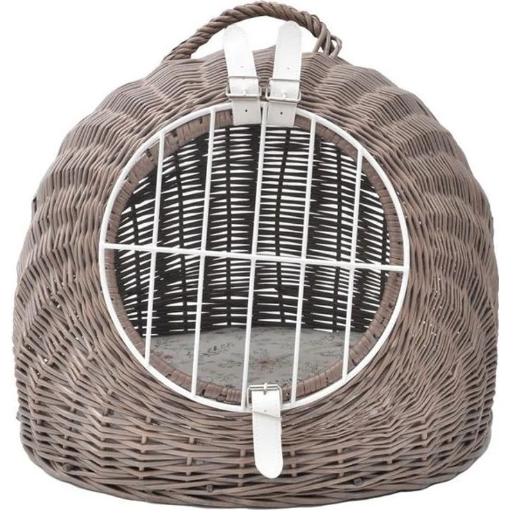 Aumüller Tierreisekorb Katzenhöhle/Transportkorb aus Vollweide, Vintage Grau/Braun inkl. L... – Bild 4