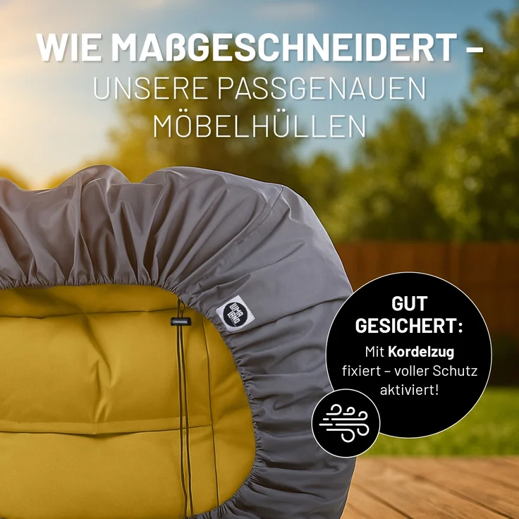 Lumaland Wetterschutzhaube für Sitzsack-Sofa Modular 220 x 85 x 75 cm grau 2x Eckteil/1x Mittelteil – Bild 5