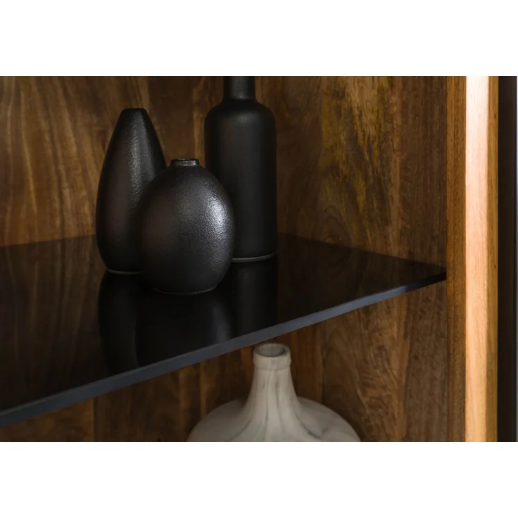 Wohnzimmerschrank Mango 105x45x195 natur klar lackiert / Metall schwarz BLACKBURN #104 – Bild 4