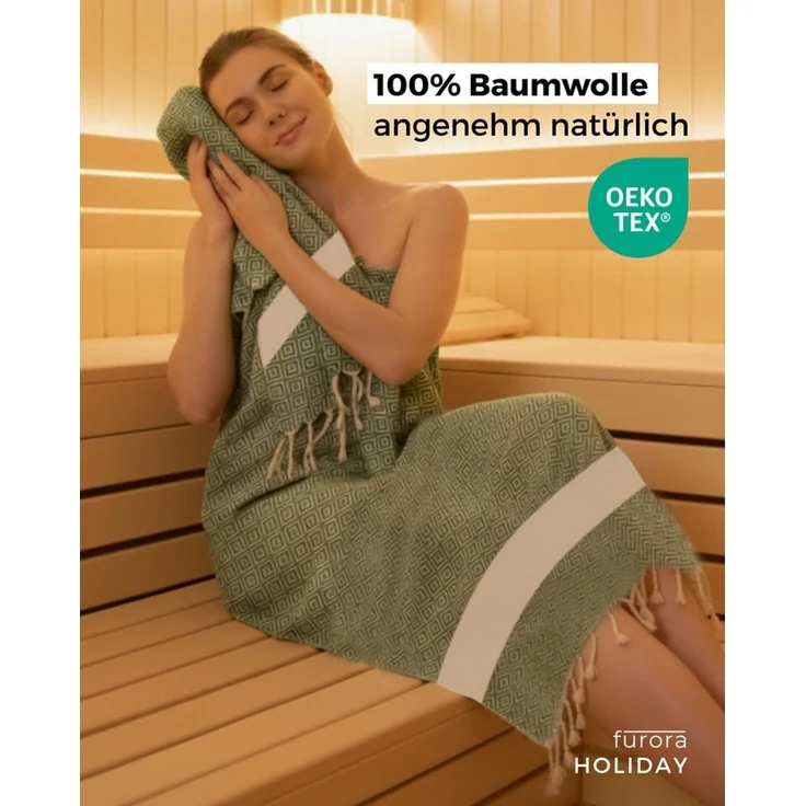 furora HOLIDAY Saunatuch Saunahandtuch Saunatuch Damen + Herren, Hamamtuch groß 100x200 XXL – Bild 3