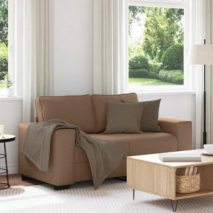 vidaXL 2-Sitzer-Sofa Braun 160x77x82 cm Stoff 4105160 – Bild 1