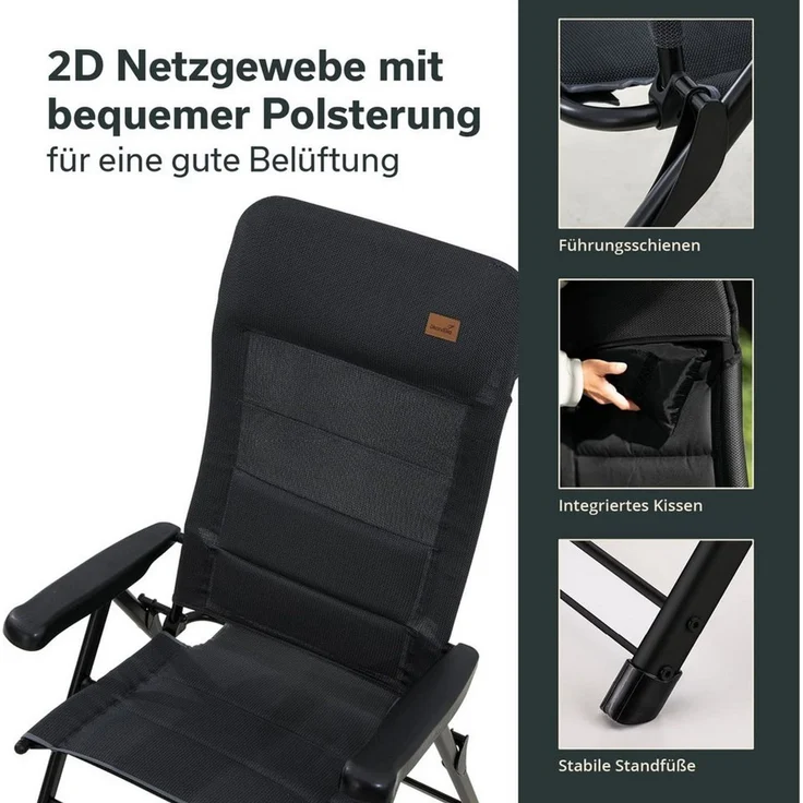 Skandika Campingstuhl Campingstuhl Lepola XL, faltbar aus Aluminium, Alu-Gartenstuhl (Anti-Rutsch-Füße), verstellbare Rückenlehne, gepolstert, klappbar, hohe Lehne, bis 180 kg – Bild 4