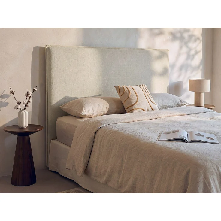 Vente-unique - Bettkopfteil – Abnehmbarer Bezug – 170 cm – Baumwolle & Leinen – Beige – TAHIME – Bild 2