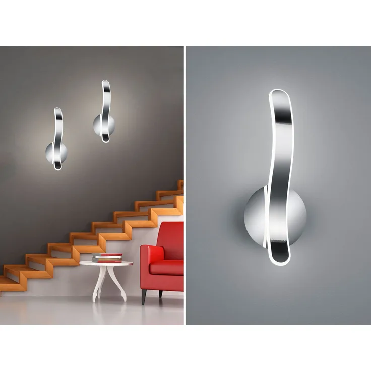 LED Wandleuchte PARMA Metall Chrom/Weiß 3 Stufen Dimmer, Höhe 39cm
