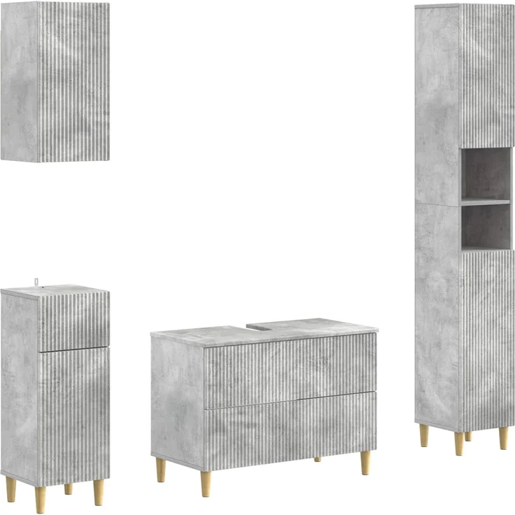 vidaXL 4-teiliges Badezimmer-Schrank-Set ARNHEM Betongrau 3417930 – Bild 2