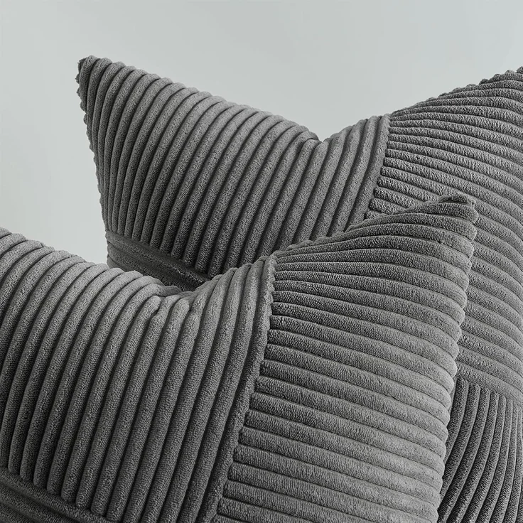 Topfinel Kissenbezüge 45x45 Dunkelgrau 2er Set Kordsamt Windmühle Patchwork Euro – Bild 3