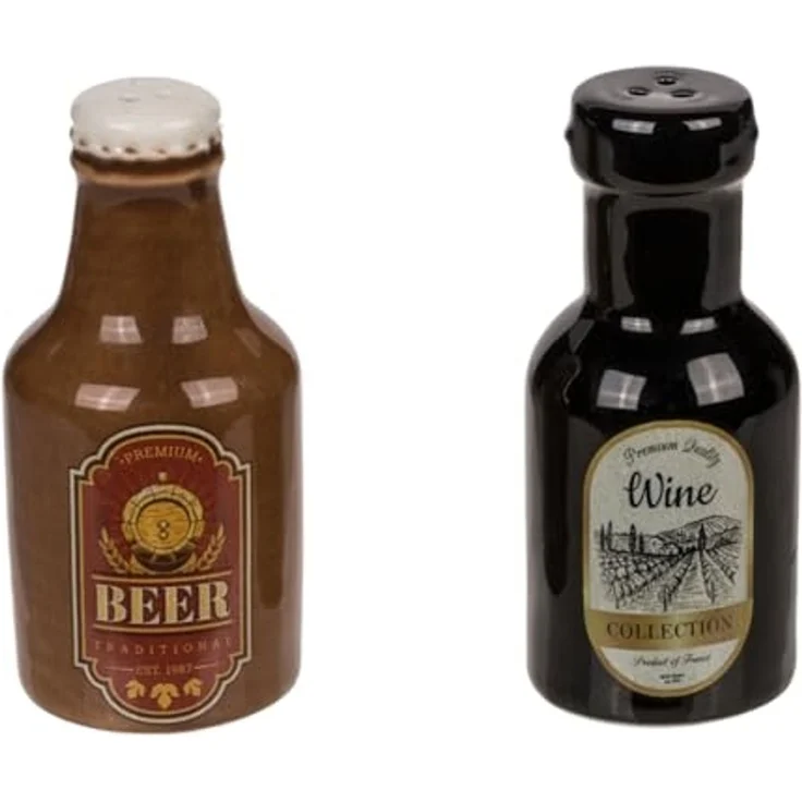 Out of the Blue Salz- / Pfefferstreuer Bier & Wein Salz- und Pfefferstreuer Set aus Keramik – Bild 1