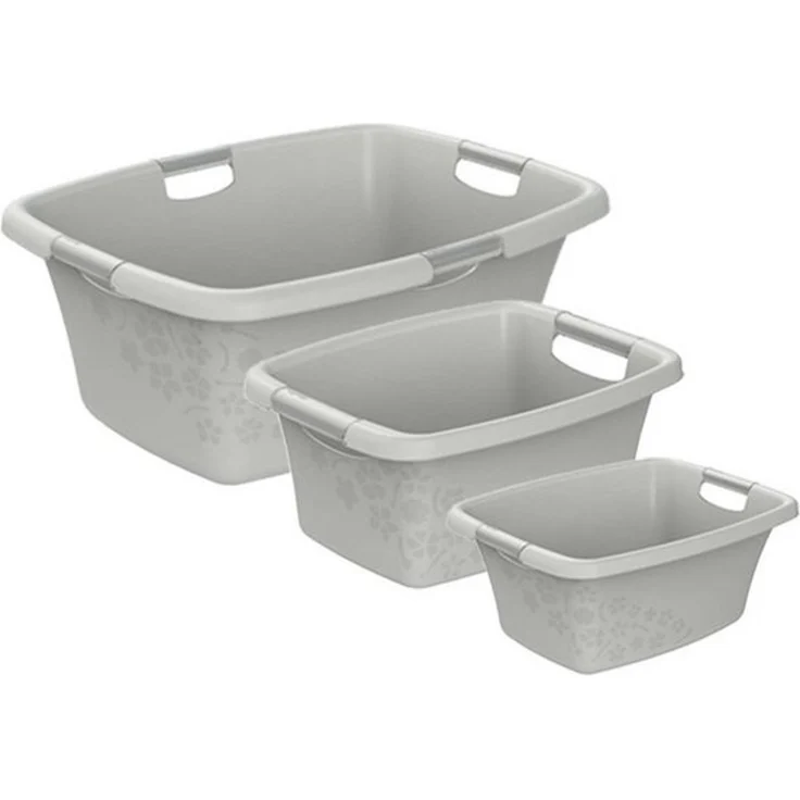 ROTHO Wäschewanne Flowers Wäschekorbset 3 tlg. 12l 25l 50l, Kunststoff (PP) BPA-frei (Wäschewannenset, Set 3-tlg), belastbare Tragegriffe – Bild 4