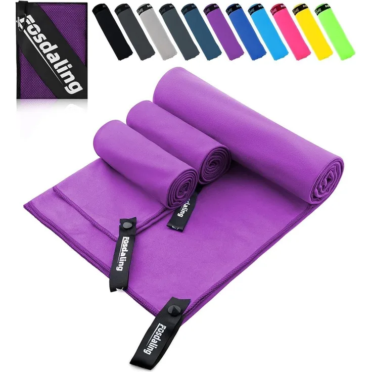 Mikrofaser Handtuch 3er Set, Groß 160×80cm, 2 Klein 80×40cm, Schnelltrocknend