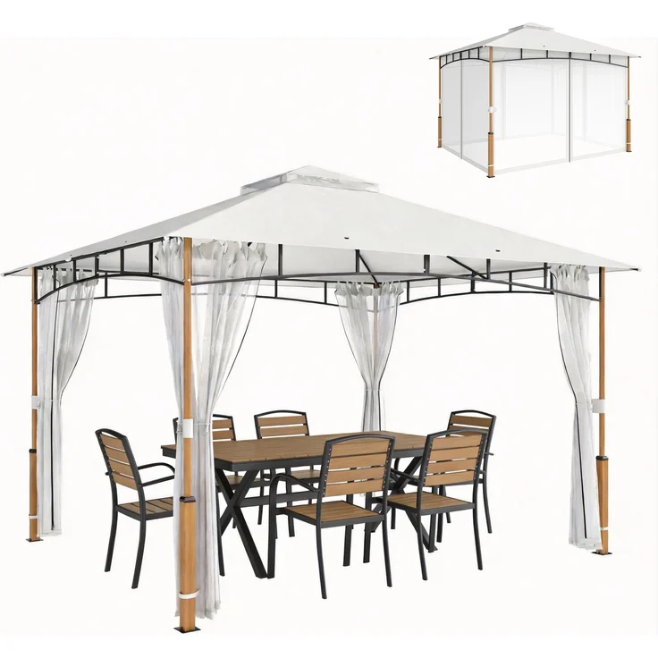 Pavillon 3 x 3, 360.0×300.0×275.0cm, Creme, MELAYR – Bild 2