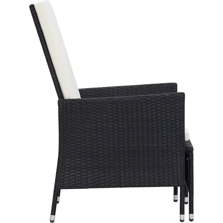 Garten-Liegestuhl, Sonnenliege, Liegestuhl mit Auflagen Poly Rattan Schwarz – Bild 4