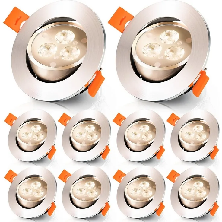 Clanmacy LED Einbauleuchte 3W LED Einbaustrahler LED Einbauspot Warmweiß 10er, LED Deckenlampe