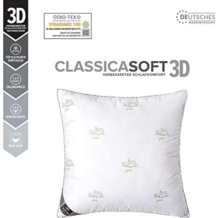 SEI Design Kopfkissen SWAN Classica Soft 3D 80x80 - Dreikammerkissen Schlafkissen, Füllung: Airdream micro, Bezug: Microfaser, Rückenschläfer, Seitenschläfer, Bauchschläfer, Alternative zu Daunen – Bild 3