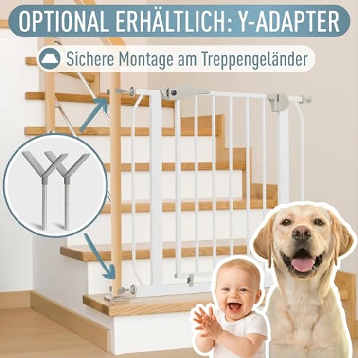 ib style® Berrin ! PREISSIEGER ! Treppengitter 58-175 cm | Ohne Bohren |Auto-Close| 90° Stop | Einhand Bedienung | 68-76 cm – Bild 8
