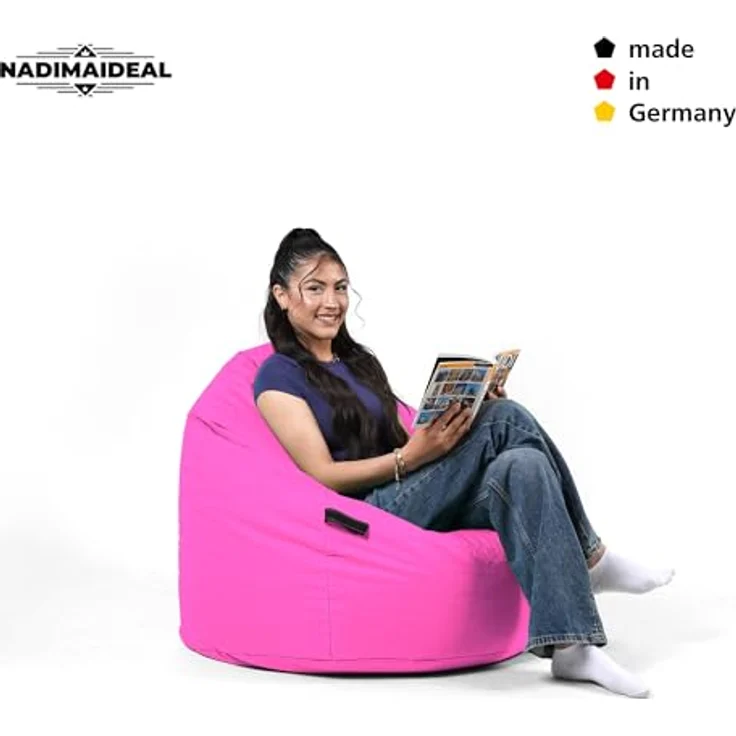 Nadimaideal Sitzsack Tropfenform Kastanie | Bodenkissen für Kinder & Erwachsene | Indoor & Outdoor | Gaming Sitzsack - Sitzkissen - Beanbag | Füllung EPS Perlen (Pink, XXL-Durchmesser 88 cm) – Bild 8