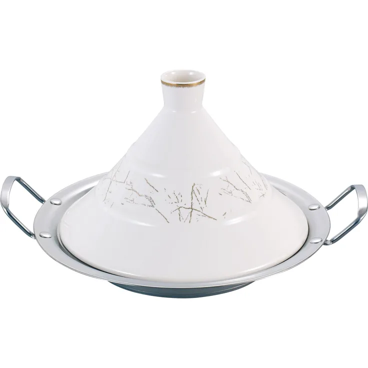 Zellerfeld Trendmanx Porzellan Tajine Tagine Topf Ø22cm Induktion Gartopf Dampfgarer Bräter weiß