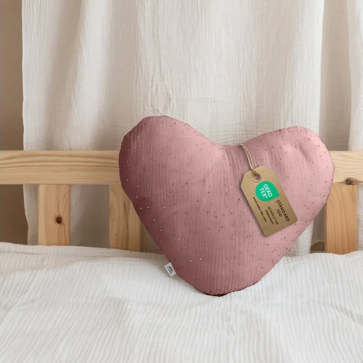 lilimaus Dekokissen Kuschelkissen Herz & Stern aus Musselin fürs Kinderzimmer, Kuschelkissen mit oder ohne Flatter - passend zu unserer Bettwäsche