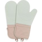 MODFU Topfhandschuhe 1 Paar Ofenhandschuhe Backhandschuhe Küchenhandschuhe Kochen & Backen, (Kontaktwärme bis zu 230°C Hitzebeständig Wasserdicht, 2-tlg, Hitzebestaendig Backofenhandschuhe Silikon Topflappen Handschuh), Baumwolle + Silikon-Beschichtung...