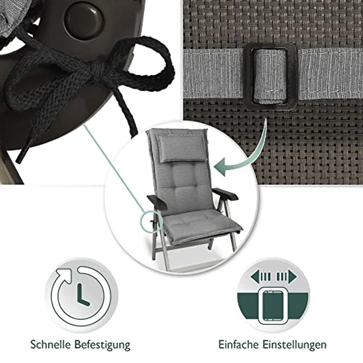 Beautissu 4er Set Hochlehner Auflage HighLux HL 120 x 50 x 7 cm Hellgrau – Bild 6