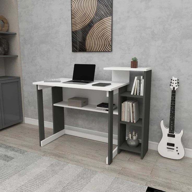 Skye Decor 'Saye - Anthracite, White' Schreibtisch, Anthrazit / Weiß, 106 x 92,5 x 50 cm – Bild 5