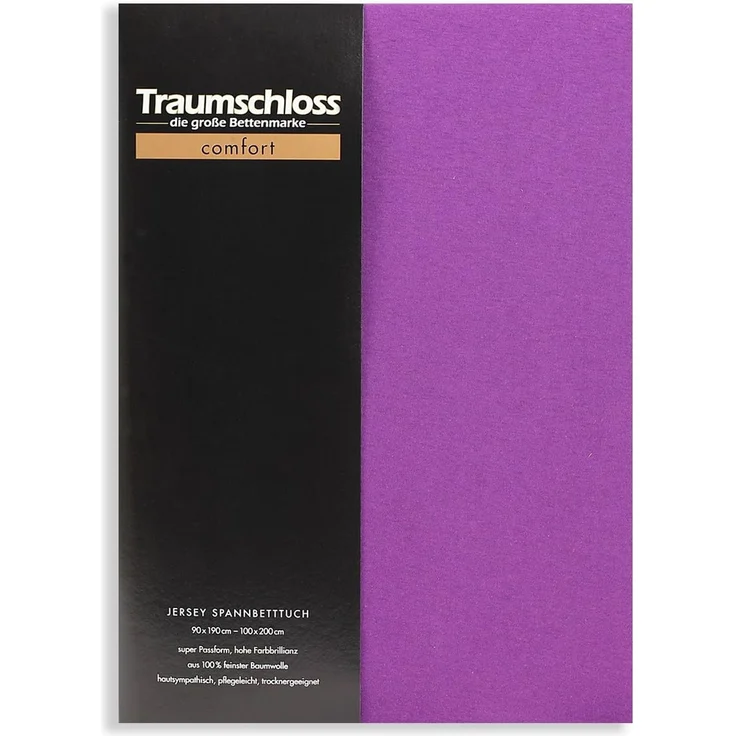 Traumschloss Spannbettlaken Comfort, Jersey, Violett, 90-100x200, 100% Baumwolle – Bild 1