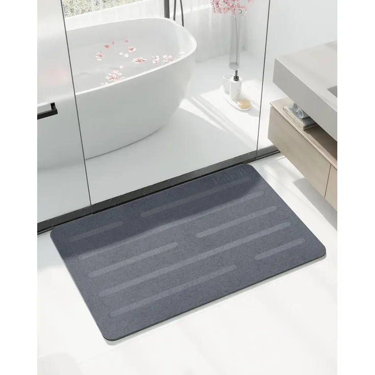 Ribelli Kieselgur Badematte rutschfest 60x39 cm, Duschvorleger Badvorleger Schnelltrocknend, 100% Natürlich Stein Bodenmatte, Bad Matte Super Saugfähig Badezimmermatte