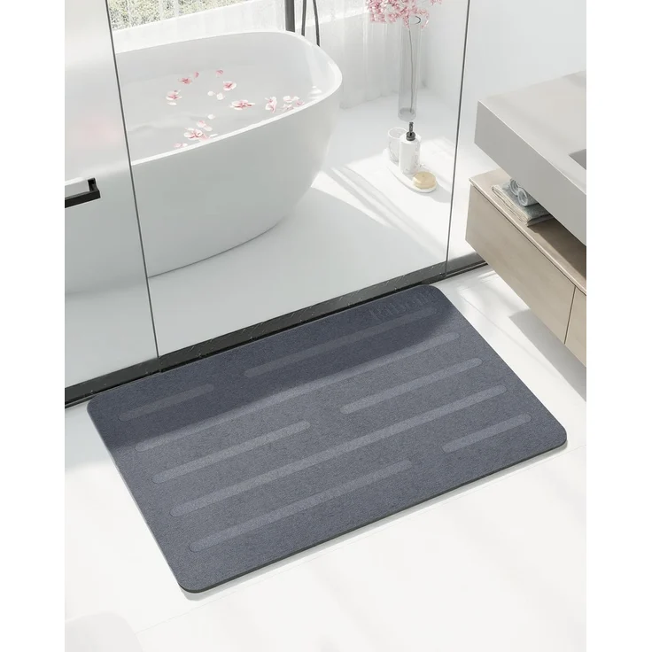 Ribelli Kieselgur Badematte rutschfest 60x39 cm, Duschvorleger Badvorleger Schnelltrocknend, 100% Natürlich Stein Bodenmatte, Bad Matte Super Saugfähig Badezimmermatte – Bild 1