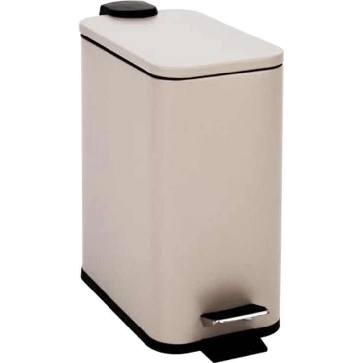 SVITA Mülleimer ST5, 5L Kosmetikeimer aus pulverbeschichtetem Stahl, Softclose Deckel, Tretpedal, taupe beige – Bild 1