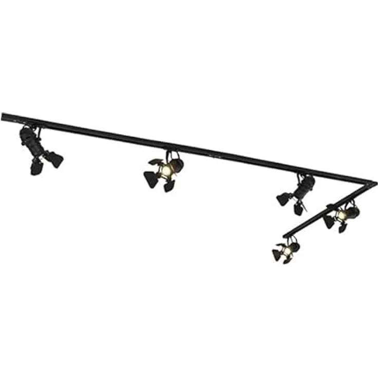QAZQA Modern Schienensystem Komplettset, 5-flammiger Deckenspot, dimmbar, Schwarz, für Innenbeleuchtung