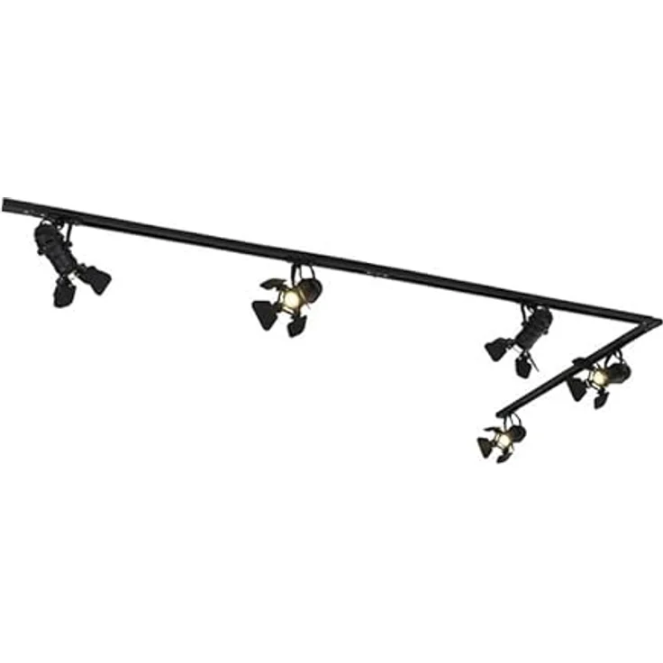 QAZQA Modern Schienensystem Komplettset, 5-flammiger Deckenspot, dimmbar, Schwarz, für Innenbeleuchtung – Bild 1