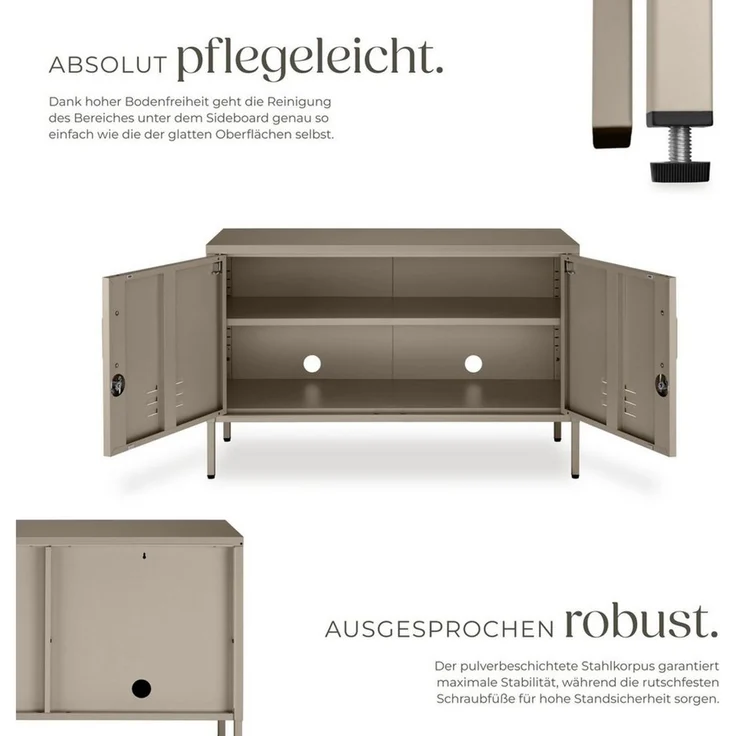 tectake Lowboard Sideboard, 2 Türen mit Magnetverschluss, einzeln abschließbar – Bild 2