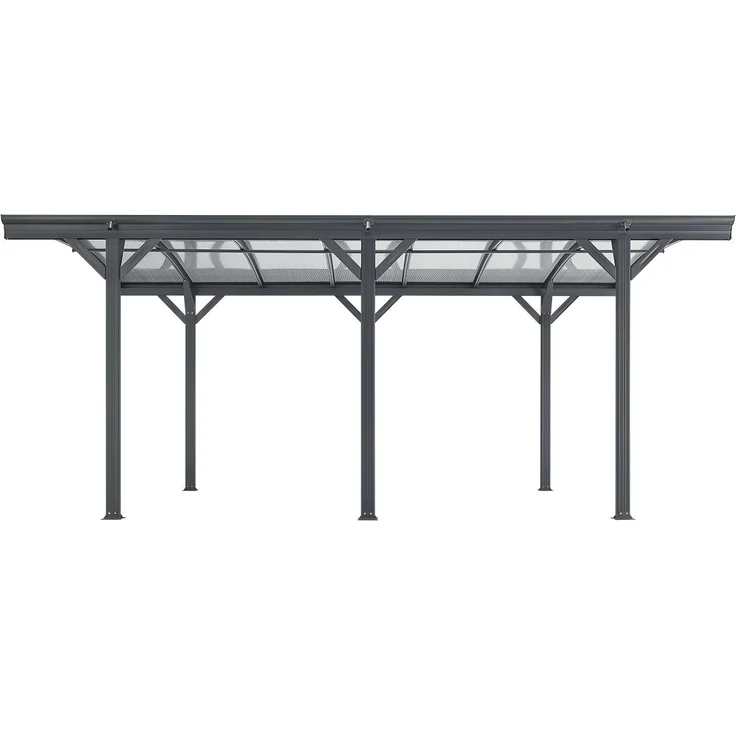 Juskys Carport mit Bogendach 5x3 m - Überdachung aus Aluminium mit Doppelstegplatten - Unterstand für Autos - freistehende Montage - Dunkelgrau – Bild 5
