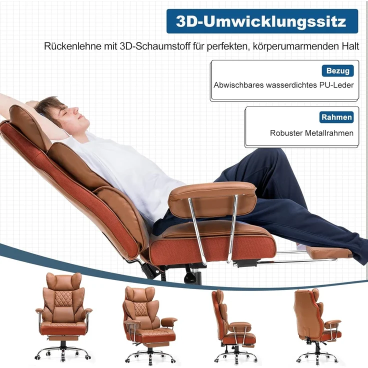GTPLAYER Gaming-Stuhl Gaming Stuhl, Gamer Stuhl, Ergonomischer Bürostuhl Stoffoberfläche (Packung), Schreibtischstuhl Chefsessel mit Fußstütze höhenverstellbar kunstleder – Bild 4