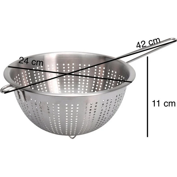 HAC24 Küchensieb Sieb Edelstahl Abtropfsieb Seiher Nudelsieb Salatsieb Metallsieb, Edelstahl, (1-St), Ø 24 cm, mit Griff – Bild 3