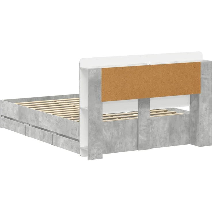 vidaXL Bettgestell mit Stauraum und Kopfteil Betongrau 150 x 200 cm 3434053 – Bild 6