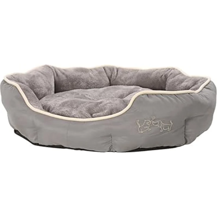 Dehner Tierbett Sammy, oval, grau, versch. Größen, hochwertiges Hundebett/Katzenbett, mit herausnehmbarem Liegekissen – Bild 2