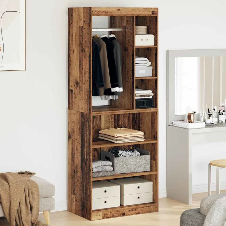 vidaXL Kleiderschrank mit Regal mit Speicher Altholz 77 x 48 x 102 cm 879642 – Bild 2