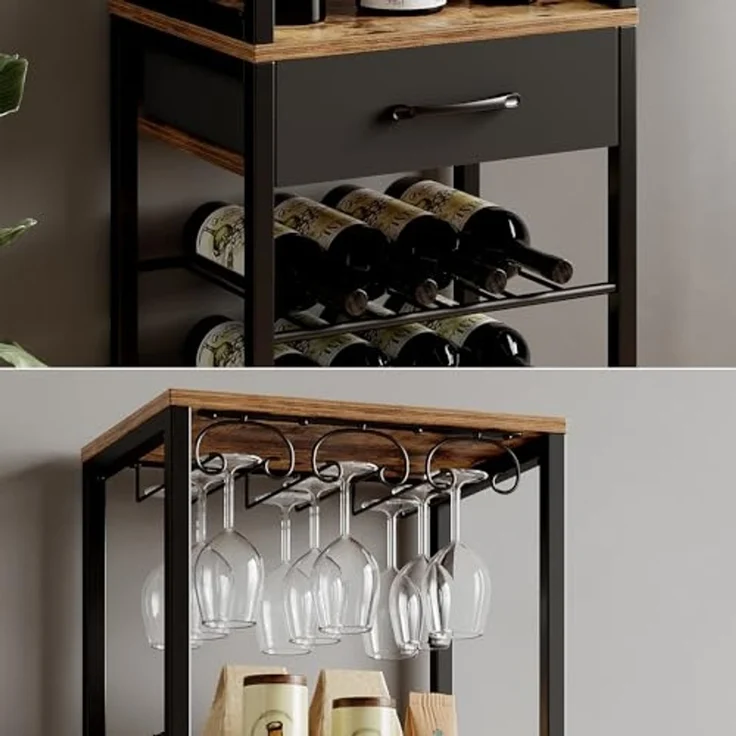 Weinregal Porto Eiche rustikal 40 x 147.5 cm mit Schublade Vicco – Bild 5