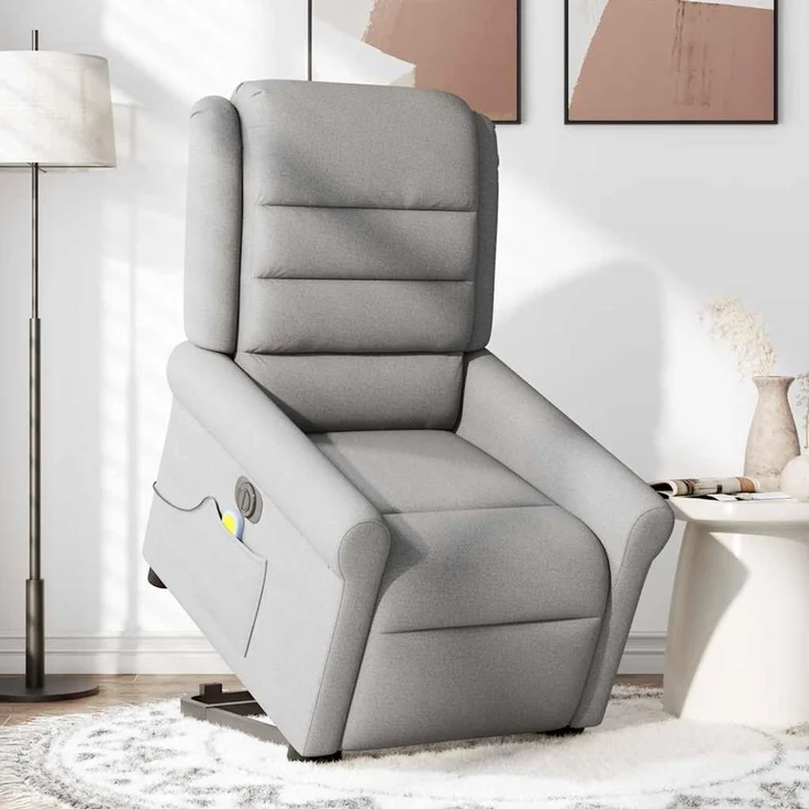 vidaXL Massagesessel mit Aufstehhilfe Elektrisch Wolkengrau Stoff 3303353 – Bild 3